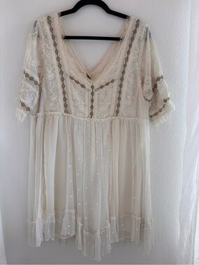 Free People Creamy Lace Boho Babydoll Dress